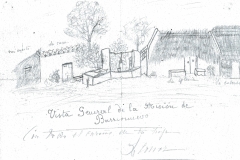 Dibujo hecho por Leonor Werner (Cádiz, 1925): \"Vista general de la misión de Barrio Nuevo\"